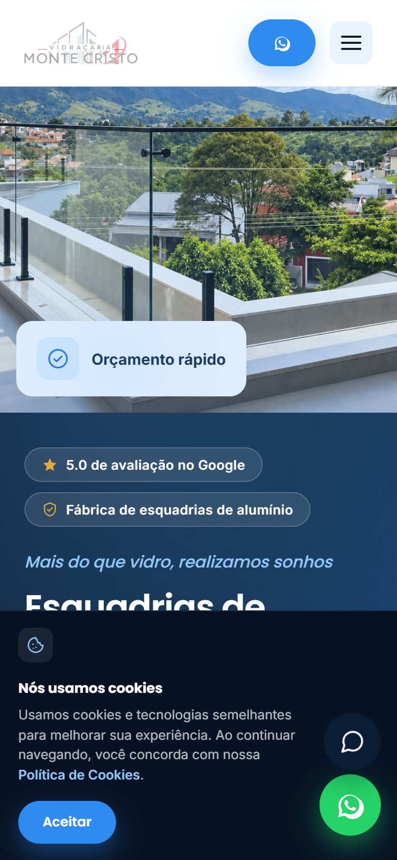 O mesmo site no celular